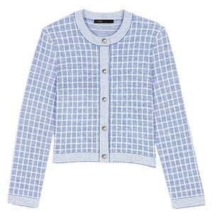 Maje Blue and White Checkered Jacket